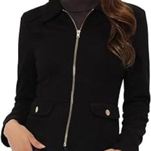 Allegra K Women's Faux Suede Jacket Short Zip Up Motorcycle Biker Coat